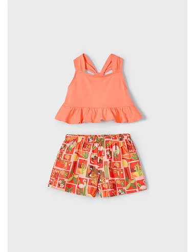 Conj. short punto crepe - Mandarina 