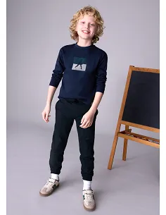 Pantalon felpa basico puños - Negro    | MAYORAL