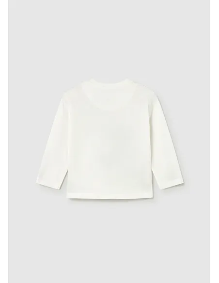 Camiseta m/l aplique animal - Nata-oso  | MAYORAL