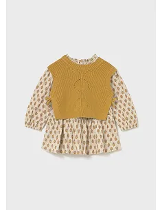 Vestido con chaleco tricot - Miel vig | MAYORAL