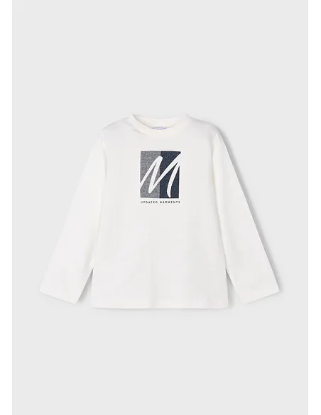 Camiseta m/l aplique - Nata    | MAYORAL