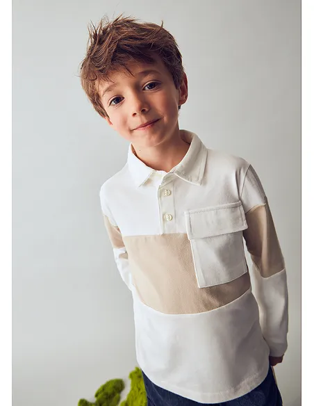Polo m/l color block - Nata    | MAYORAL