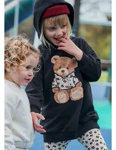 Vestido felpa capucha - Negro    | MAYORAL