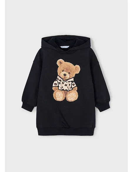 Vestido felpa capucha - Negro    | MAYORAL