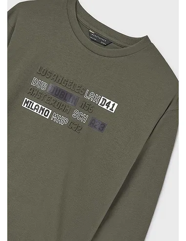 Camiseta m/l embossed - Oliva    | MAYORAL
