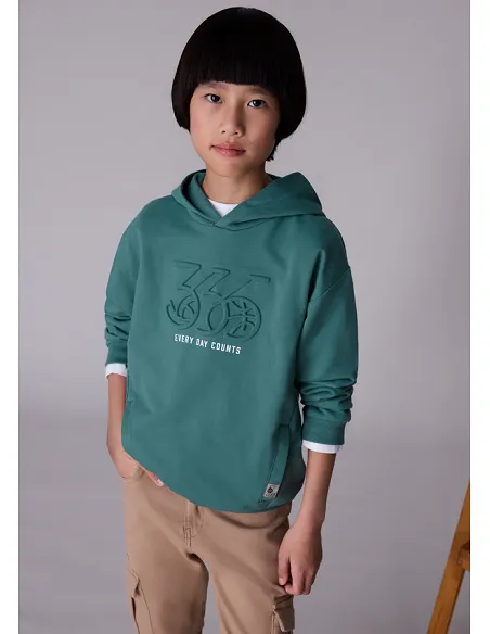 Pullover embossed con capucha - Pino    | MAYORAL