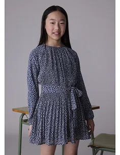 Vestido plisado estampado - Petroleo  | MAYORAL