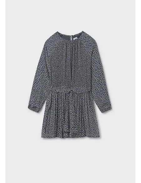 Vestido plisado estampado - Petroleo  | MAYORAL