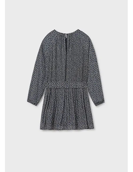 Vestido plisado estampado - Petroleo  | MAYORAL