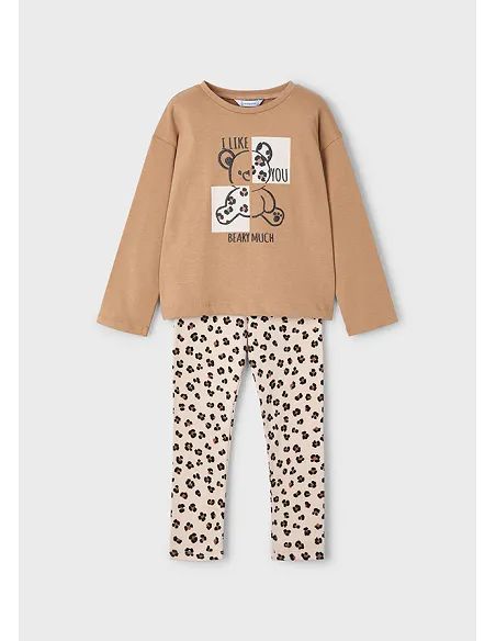 Conj. leggings estampado - Camel    | MAYORAL