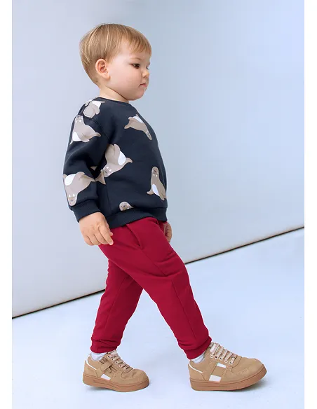 Pantalon felpa basico puños - Rojo    | MAYORAL