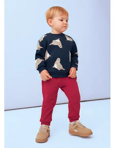 Pantalon felpa basico puños - Rojo    | MAYORAL