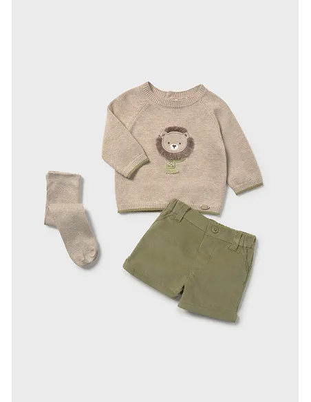 Conj. pantalon corto leotardo - Aceituna  