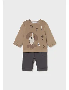 Conj. pantalon largo jacquard - Cacahuete