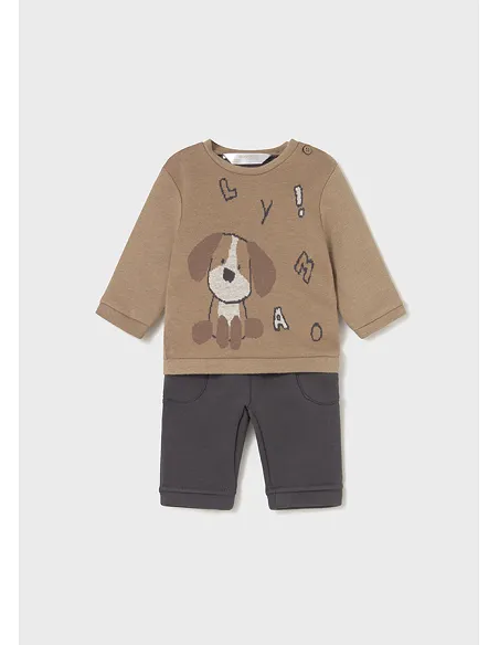 Conj. pantalon largo jacquard - Cacahuete