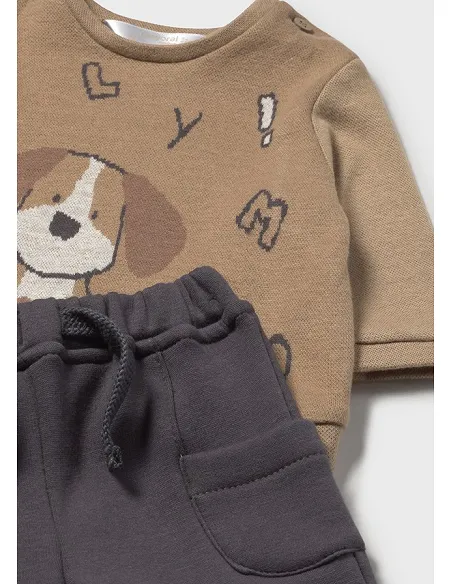 Conj. pantalon largo jacquard - Cacahuete