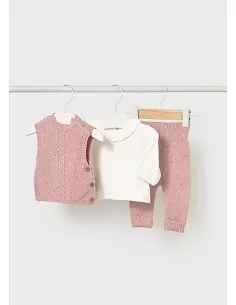 Conj. leggings chaleco tricot - Orquidea m