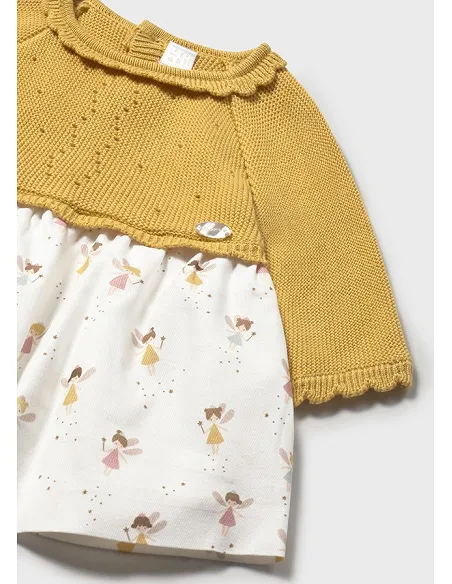 Vestido tricot y plana - Manzanilla