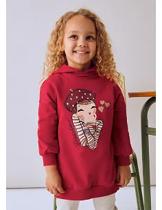 Vestido felpa capucha - Rojo    | MAYORAL