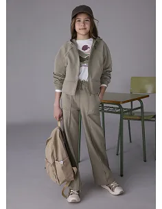Pantalon largo felpa wide leg - Oliva    | MAYORAL