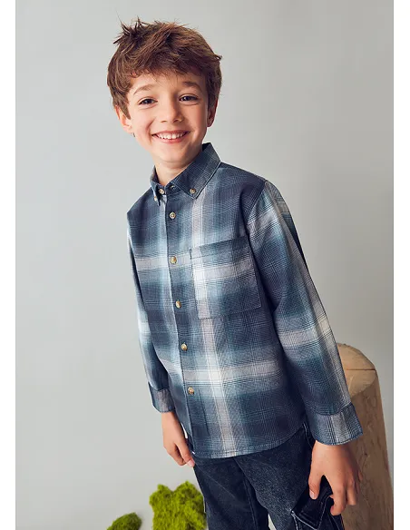 Camisa m/l cuadros - Marino   | MAYORAL