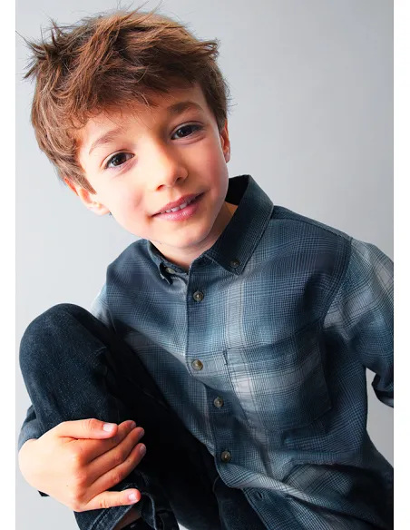 Camisa m/l cuadros - Marino   | MAYORAL