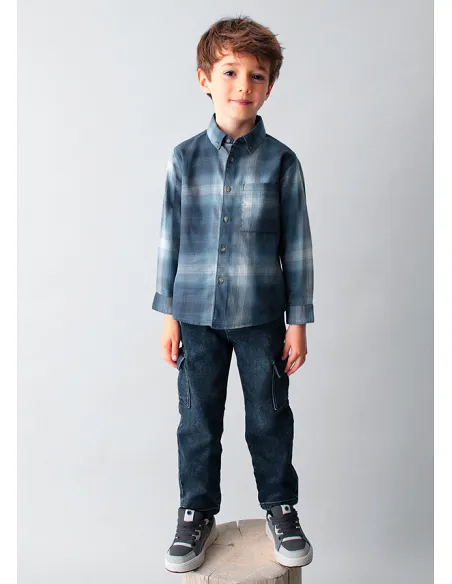 Camisa m/l cuadros - Marino   | MAYORAL