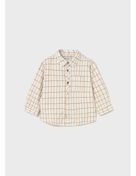 Camisa m/l cuadros viscosa - Mostaza   | MAYORAL