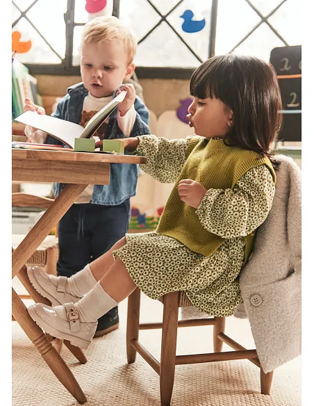 Vestido con chaleco tricot - Aceite | MAYORAL