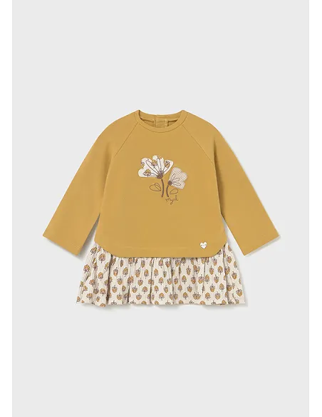 Vestido felpa combinado - Miel    | MAYORAL