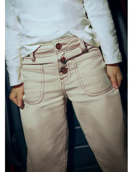 Pantalon sarga marine - Almendra  | MAYORAL