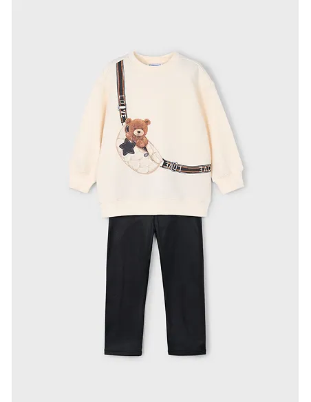 Conj. pullover leggings pu - Negro    | MAYORAL