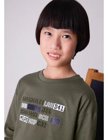 Camiseta m/l embossed - Oliva    | MAYORAL