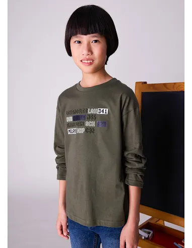 Camiseta m/l embossed - Oliva    | MAYORAL