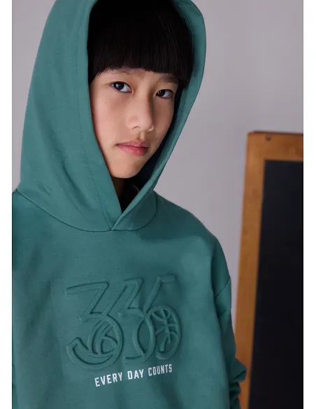 Pullover embossed con capucha - Pino    | MAYORAL