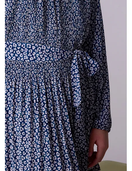 Vestido plisado estampado - Petroleo  | MAYORAL