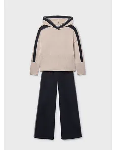 Con. pantalon tricot capucha - Negro     