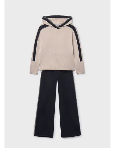 Con. pantalon tricot capucha - Negro     