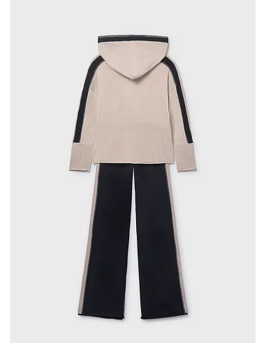 Con. pantalon tricot capucha - Negro     