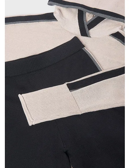 Con. pantalon tricot capucha - Negro     