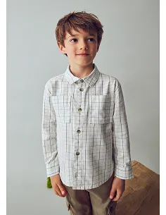 Camisa m/l cuadros - Nata      