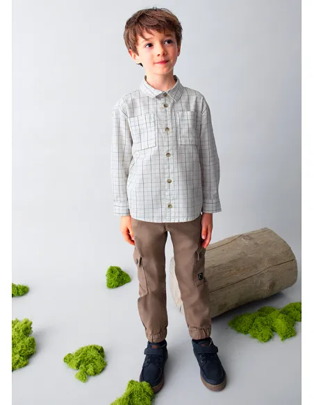 Camisa m/l cuadros - Nata      