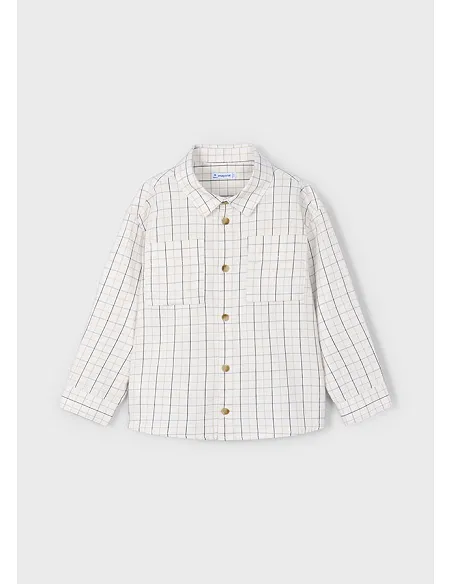 Camisa m/l cuadros - Nata      