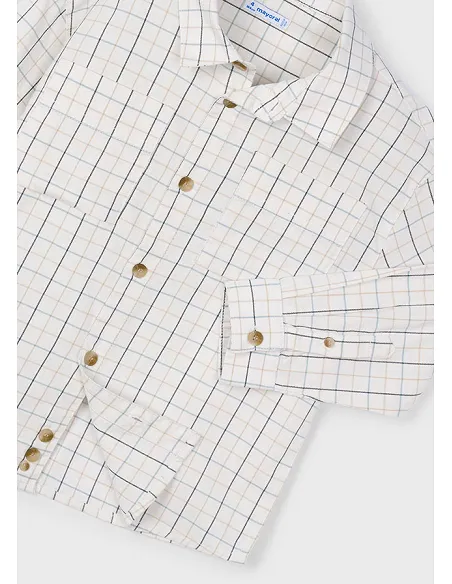 Camisa m/l cuadros - Nata      