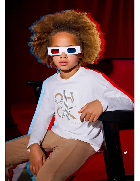 Camiseta m/l ok - Nata      