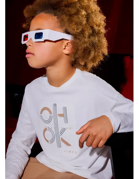 Camiseta m/l ok - Nata      