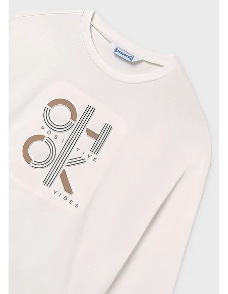 Camiseta m/l ok - Nata      