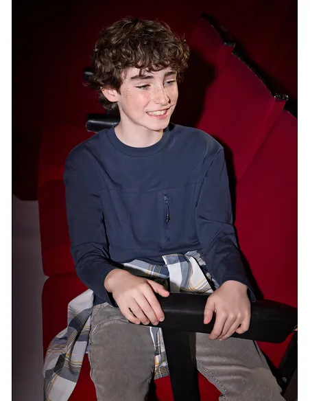 Camiseta m/l bolsillo - Marino    