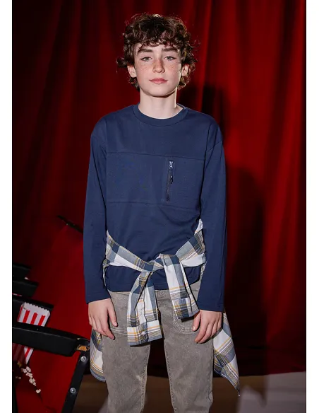 Camiseta m/l bolsillo - Marino    