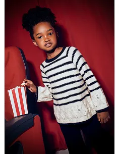 Conj. pantalon tricot rayas - Negro     